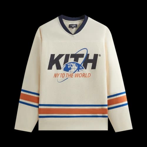 Kith NY to the World Unisphere Malik Long Sleeve Mesh Jersey 'Sandrift'