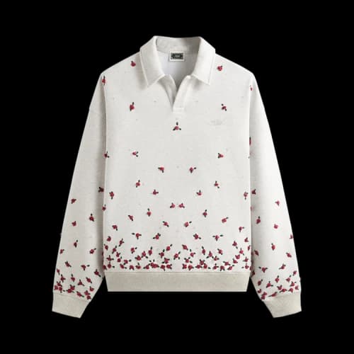 Kith Floral Ombre Nelson Collared Pullover 'Light Heather Grey'