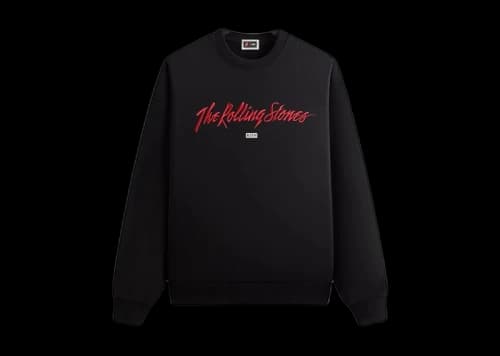 Kith x The Rolling Stones Monogram Tongue Nelson Crew Black