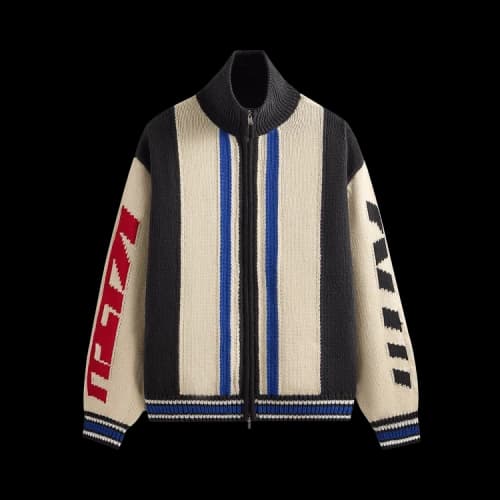 Kith Color-Blocked Moto Full Zip Wyona Sweater 'Sandrift'