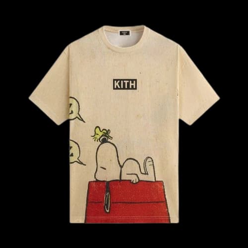 Kith For Peanuts Sleeping Doghouse Comic Vintage Tee 'Sandrift'