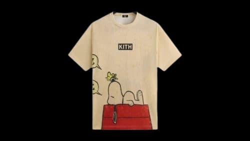 Kith x Peanuts Sleeping Doghouse Comic Vintage Tee Sandrift
