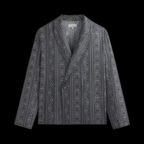 Kith & Kin Batik Stripe Long-Sleeve Thompson Crossover Shirt 'Nocturnal'