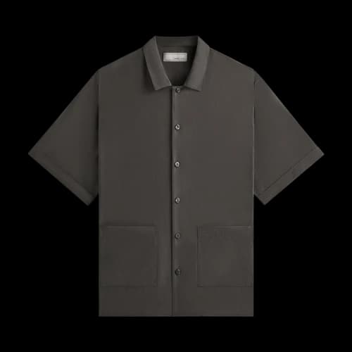 Kith & Kin Silk Habotai Short-Sleeve Reade Shirt 'Somber'