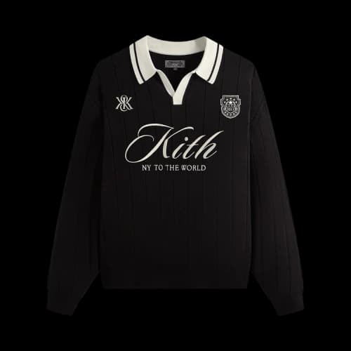 KITH Rugby Jerseys Men's Black Polo Collar Moderate