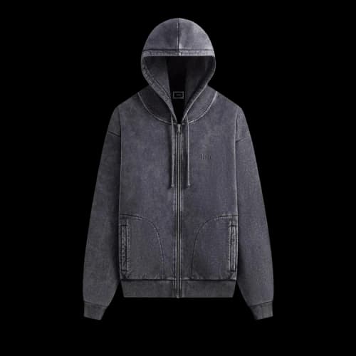 Kith Antique Wash Full Zip Nelson Hoodie 'Black'