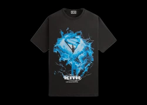 Kith x Superman 2025 Movie Lightning Vintage Tee Black