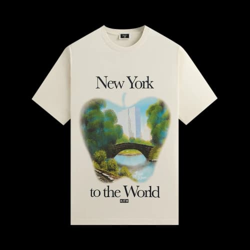 Kith For Bob Ross New York To The World Vintage Tee 'Sandrift'