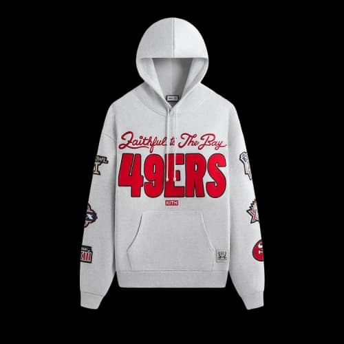 Kith For The NFL San Francisco 49ers Faithful Vintage Hoodie 'Light Heather Grey'