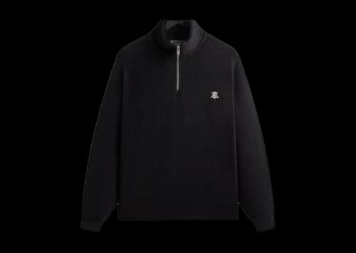 Kith Heavy Crepe Rib Knit Quarter Zip Nelson Black