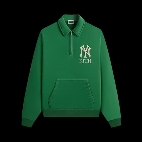 Kith For The New York Yankees Quarter Zip Popover Sweatshirt 'Kelly'