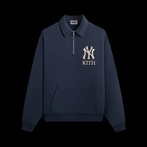 Kith For The New York Yankees Quarter Zip Popover Sweatshirt 'Nocturnal'