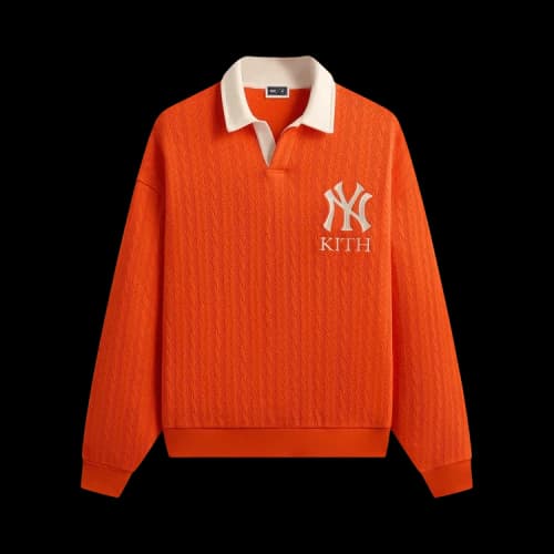 Kith For The New York Yankees Cable Fleece Nelson Sweatshirt 'Poppy'