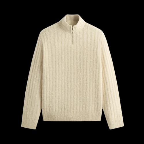 Kith &Kin Boucle Wyatt Quarter Zip 'Sandrift'