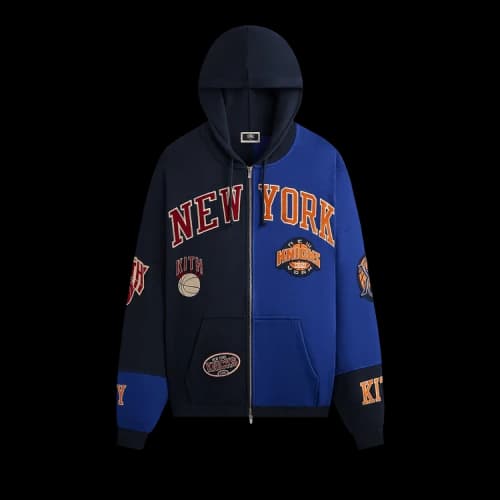 Kith For The New York Knicks Mash Up Cropped Braxton Vintage Hoodie 'Nocturnal'