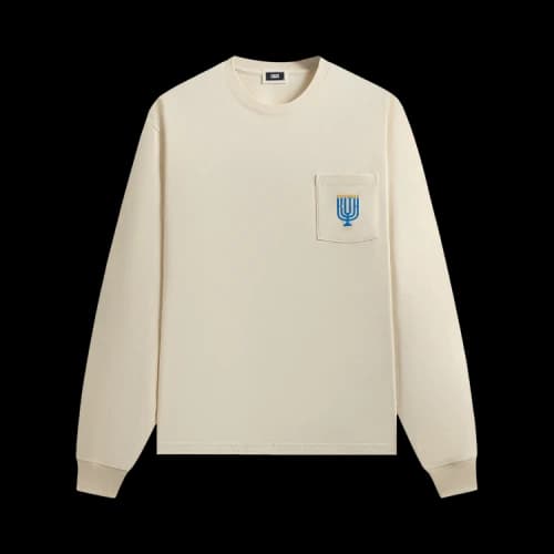 Kith Hanukkah Stained Glass Long Sleeve Pocket Tee 'Sandrift'