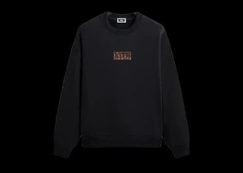Kith Classic Logo Leopard Applique Nelson Crewneck Black