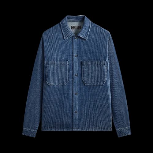 Kith Railroad Stripe Indigo Boxy Collar Overshirt 'Dark Indigo'