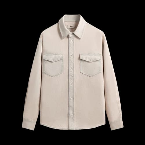KITH Denim Shirts Men's Washed Pink Multicolor Lapel Moderate