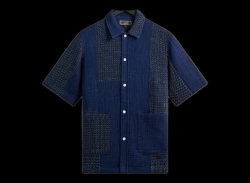 Kith Stitched Patchwork Boxy Collared Overshirt Mid Indigo