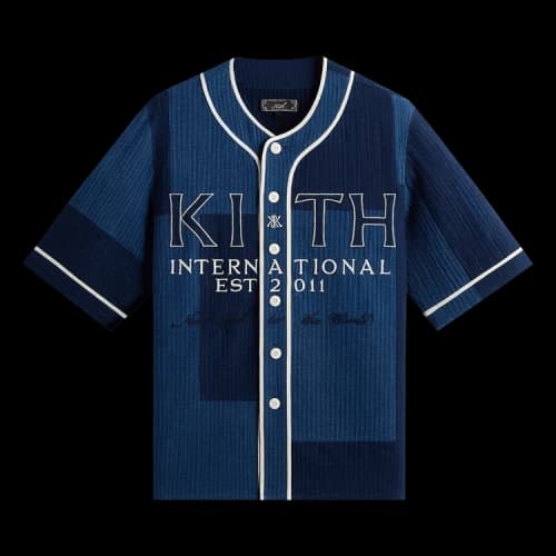 Kith Patchwork Seersucker Short Sleeve Daley Shirt 'Indigo'