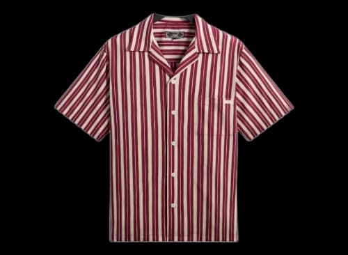 Kith Barre Stripe Thompson Camp Collar Shirt Plum