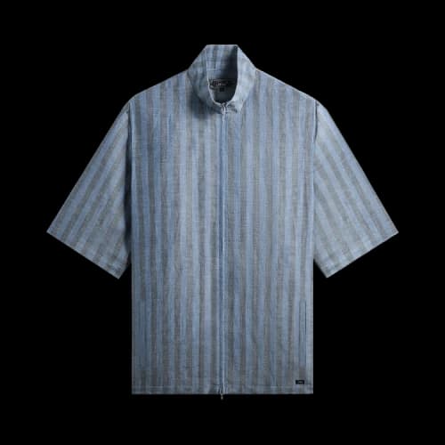 Kith Spun Silk Linen Stripe Colton Zip Front Shirt 'Guide'