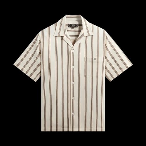 Kith Textured Stripe Thompson Camp Collar Shirt 'Sandalwood'