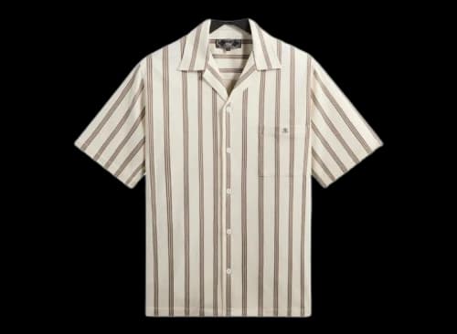 Kith Textured Stripe Thompson Camp Collar Shirt Sandalwood