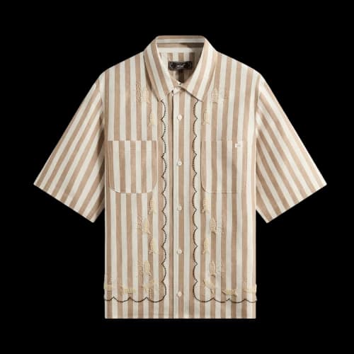 Kith Spun Silk Linen Stripe Paxton Buttondown 'Chai'