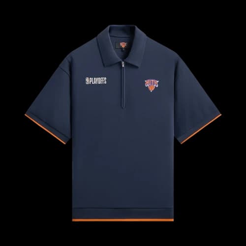 Kith For The New York Knicks Playoffs Zip Front Performance Knit Polo 'Nocturnal'