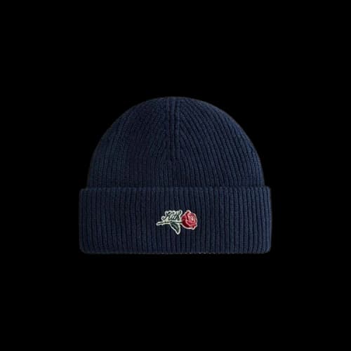Kith Script Rose Felt Embroidery Cotton Beanie 'Nocturnal'