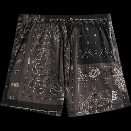 Kith Printed Active Swim Short Deconstructed Bandana 'Black'