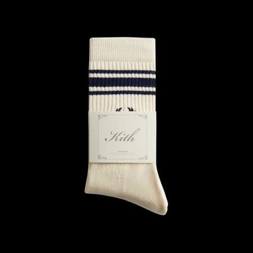 Kith Striped Script Laurel Kith Logo Sock 'Sandrift'