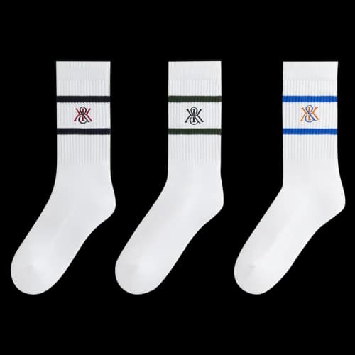 Kith 3-Pack K Crest Striped Cotton Crew Socks 'White'