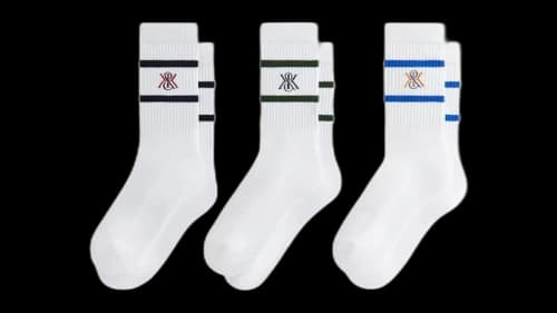 Kith K Crest Striped Cotton Crew Socks (3 Pack) White