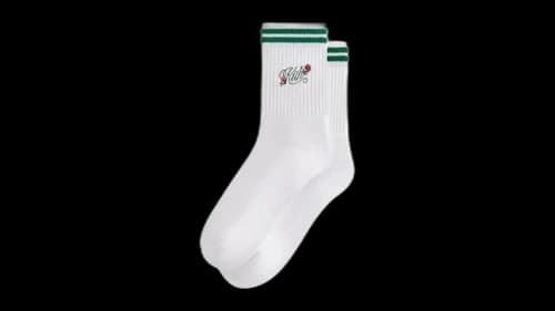 Kith Double Striped Floral Cotton Mid Crew Socks Conifer