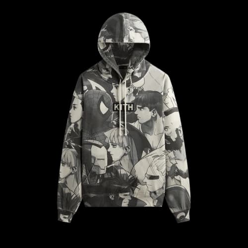 Kith x Marvel vs. Capcom Fighter All-Over Printed Vintage Nelson Hoodie 'Sandrift'