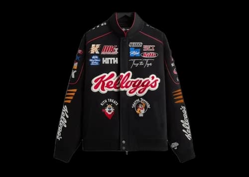 Kith Treats Kellogg’s Frosted Flakes Cereal Tony the Tiger Racing Jacket Black