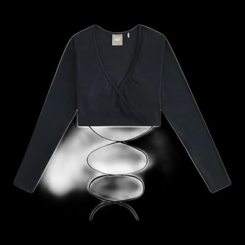 Kith Women Rene Long-Sleeve Tie Wrap Top 'Battleship'