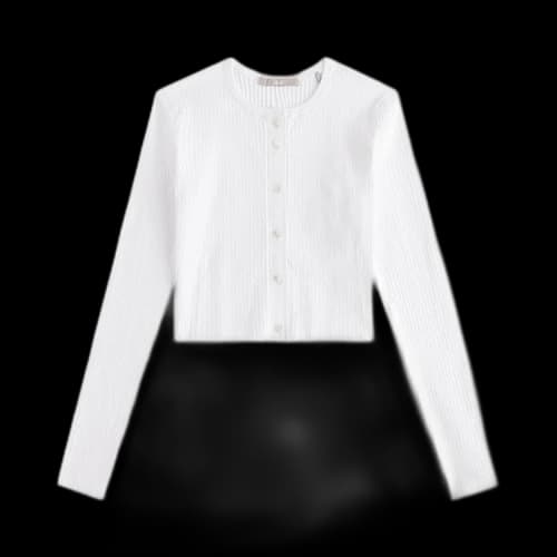 Kith Women Rib Knit Yvette Crop Cardigan 'White'