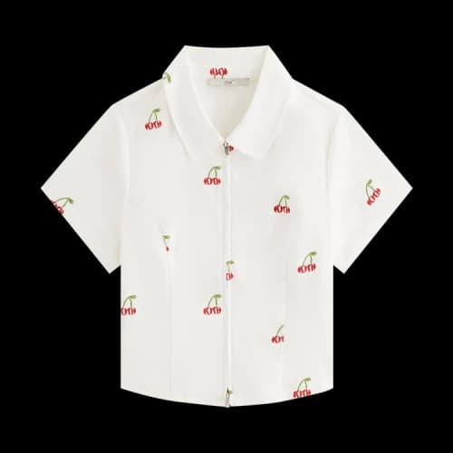 Kith Women Caela Cherry Oxford Zip Shirt 'White'