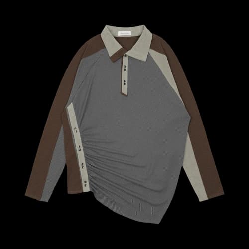 Kiko Kostadinov Halisha Long-Sleeve Top 'Grey/Brown Stripe/Smoke'