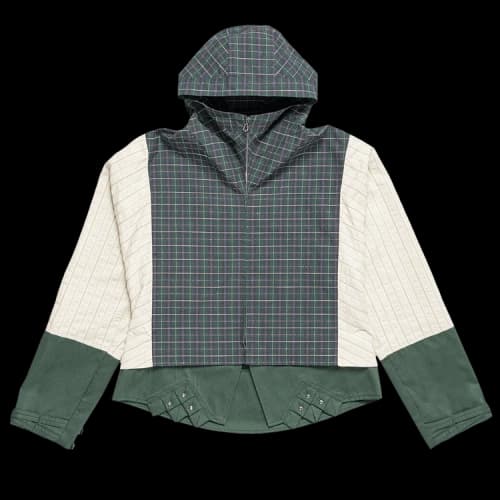 Kiko Kostadinov Estike Hooded Jacket 'Check/Ivory Stripe/Green'
