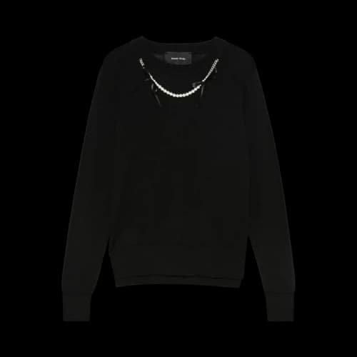 Simone Rocha Embellished Flower Sweater 'Black/Pearl'