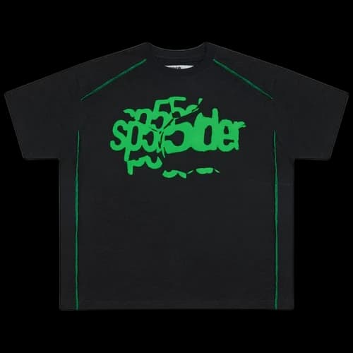 Sp5der Contrast Stitch Slub Tee 'Black'
