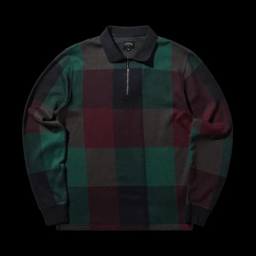 Noah Buffalo Plaid Long-Sleeve Polo 'Navy/Burgundy/Green'