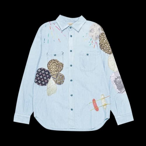 Kapital Hippie Patch Remake Chambray Work Shirt 'Sax'