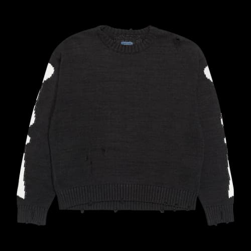 Kapital 5G Cotton Knit Bone Crew Sweater 'Black'