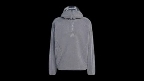 adidas Borg Fleece Teamgeist 1/4 Zip Hoodie Grey Strata